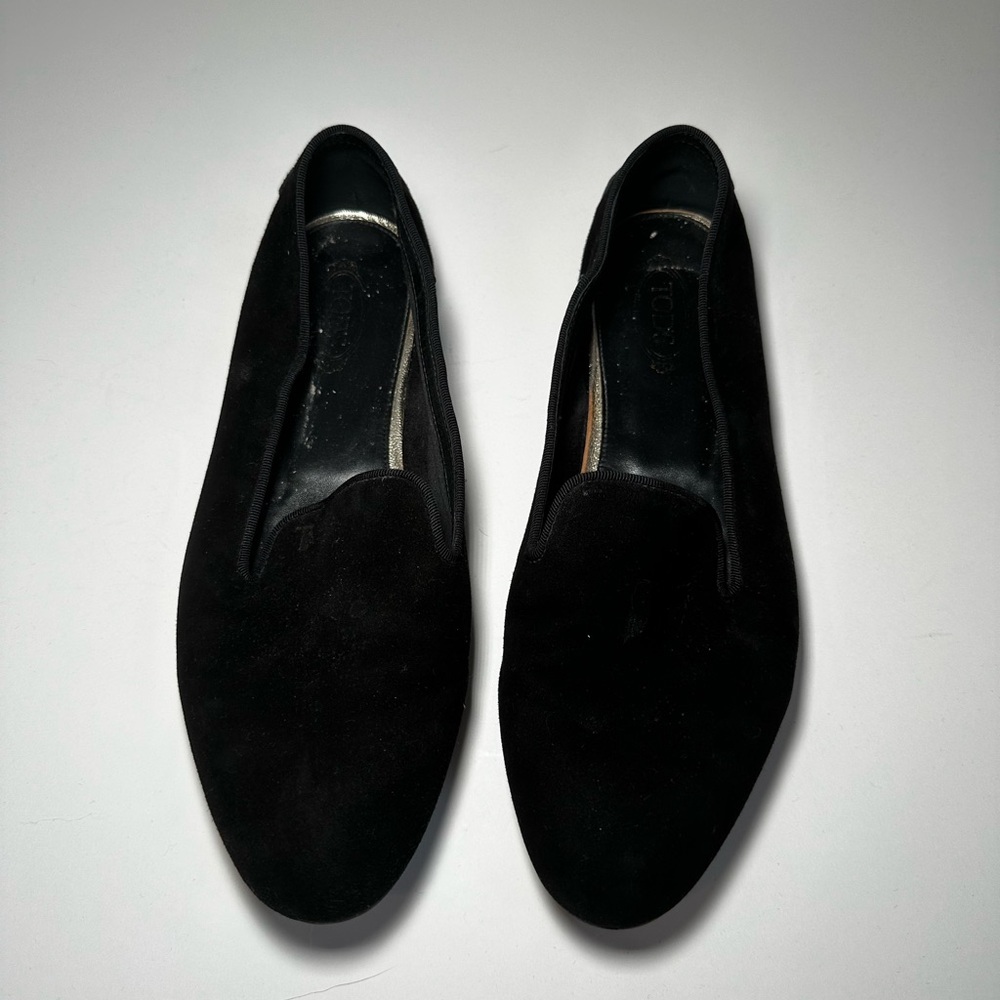 Womens Tod’s Black suede Casual comfort slip on Driving loafers shoes size EU 37